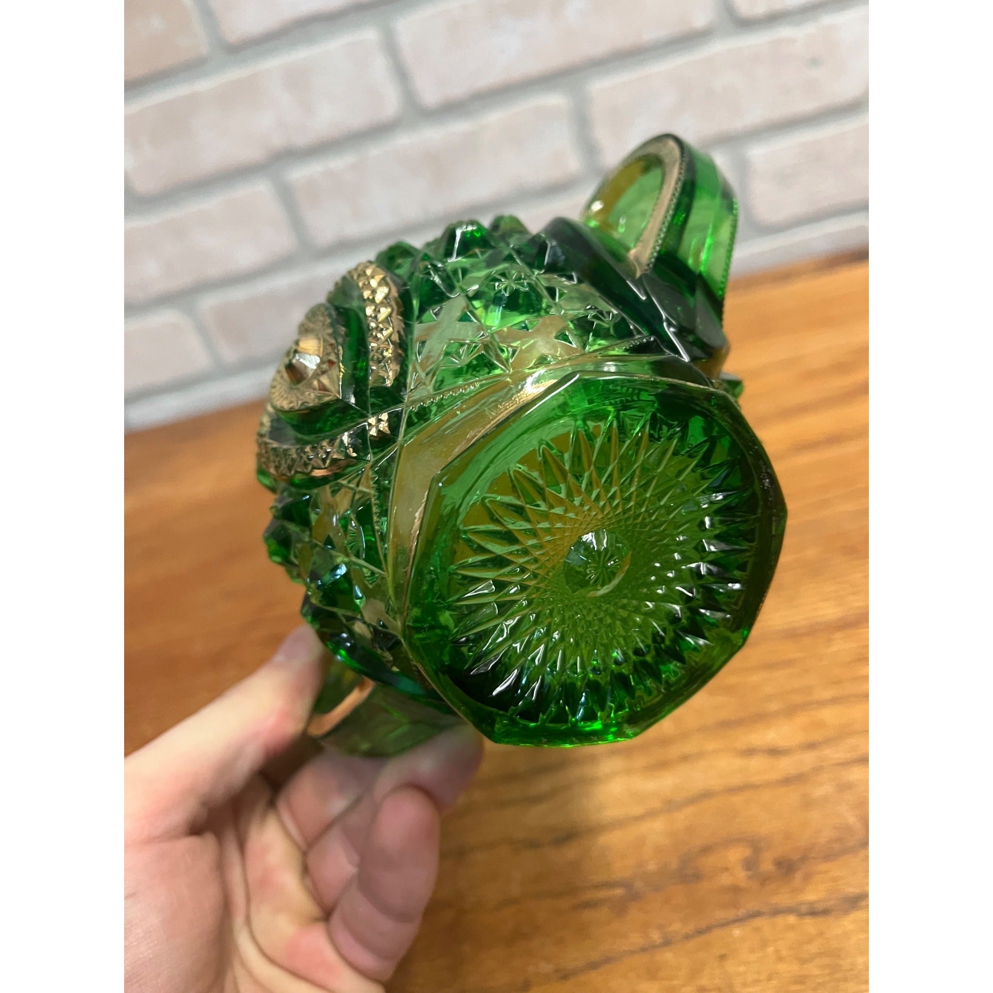 Antique EAPG Northwoods Emerald Green Butter Dish Sugar Bowl Condiment Bowl SET