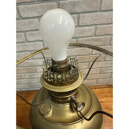 Vintage Hurricane Rayo Kerosene Brass Oil Lamp Electrified