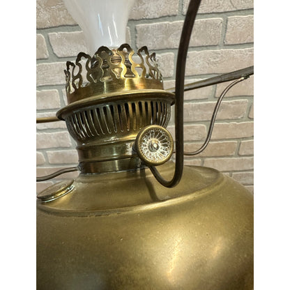 Vintage Hurricane Rayo Kerosene Brass Oil Lamp Electrified