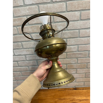 Vintage Hurricane Rayo Kerosene Brass Oil Lamp Electrified