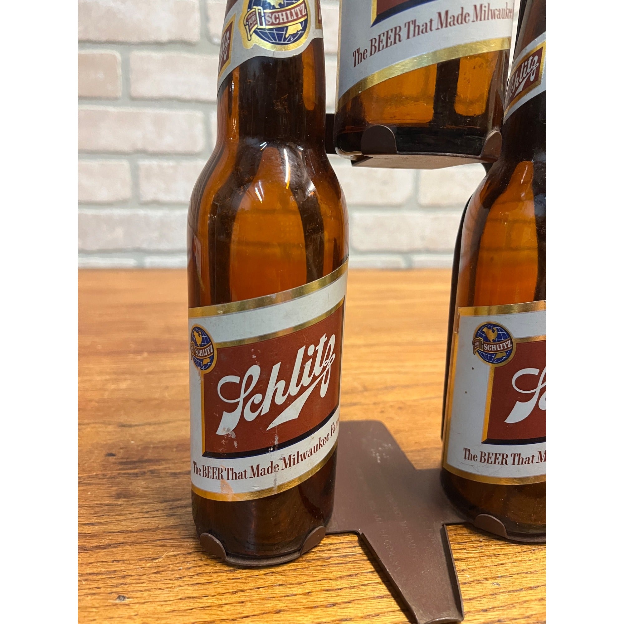 RARE Vintage 1950s Schlitz Beer Advertising Backbar Bottle Pyramid Display