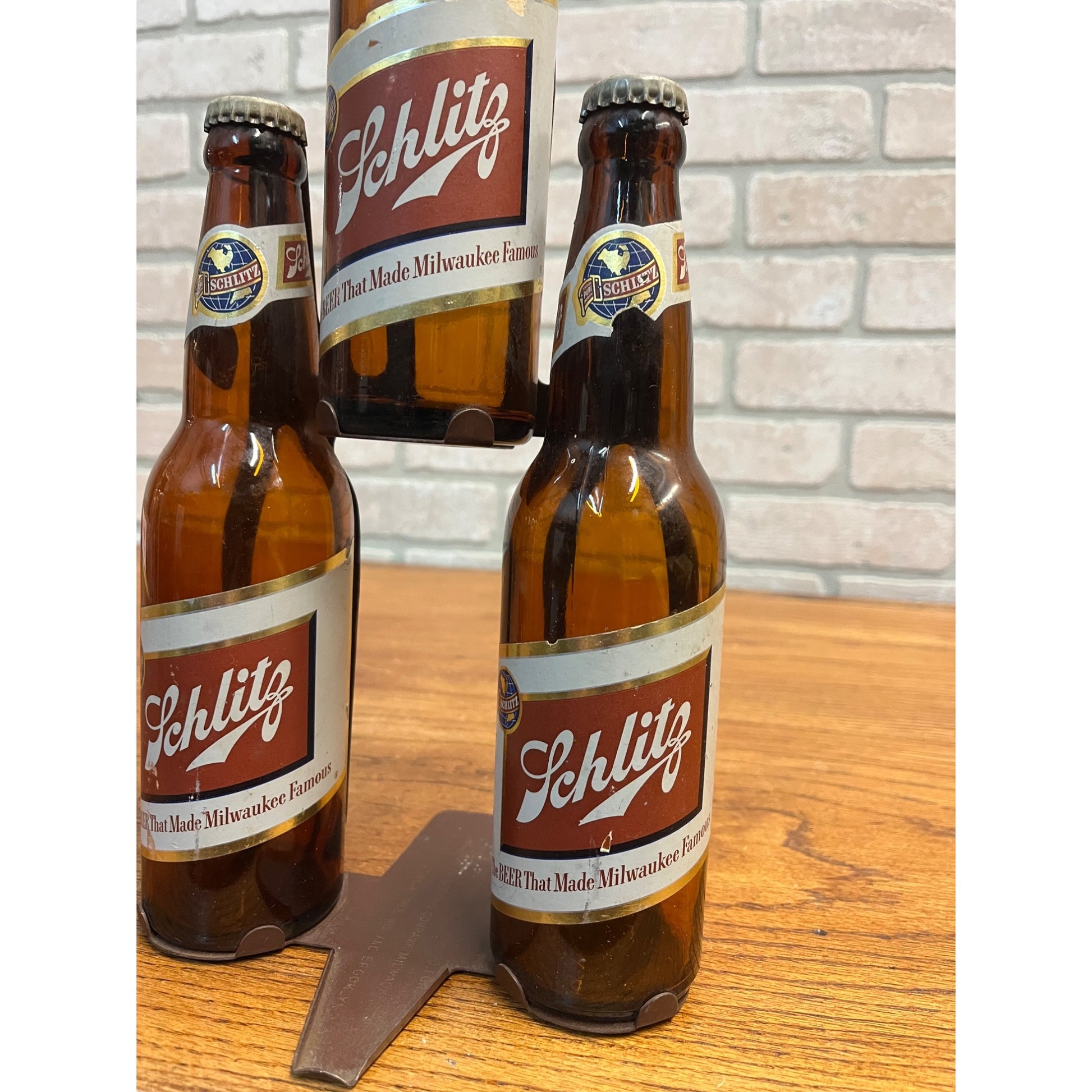 RARE Vintage 1950s Schlitz Beer Advertising Backbar Bottle Pyramid Display
