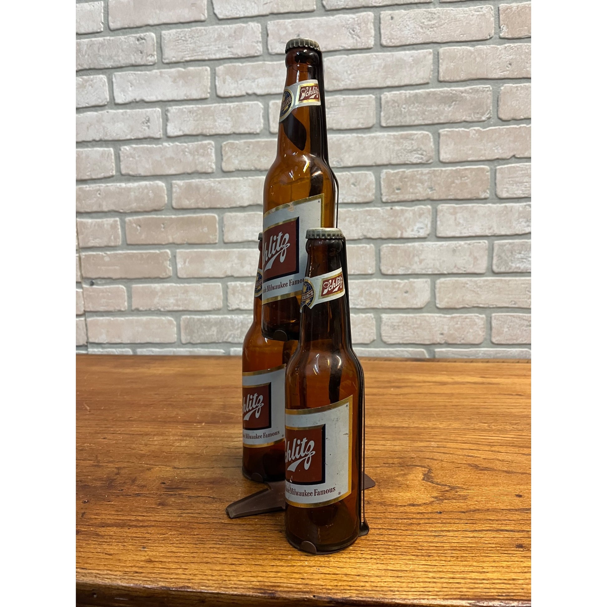 RARE Vintage 1950s Schlitz Beer Advertising Backbar Bottle Pyramid Display