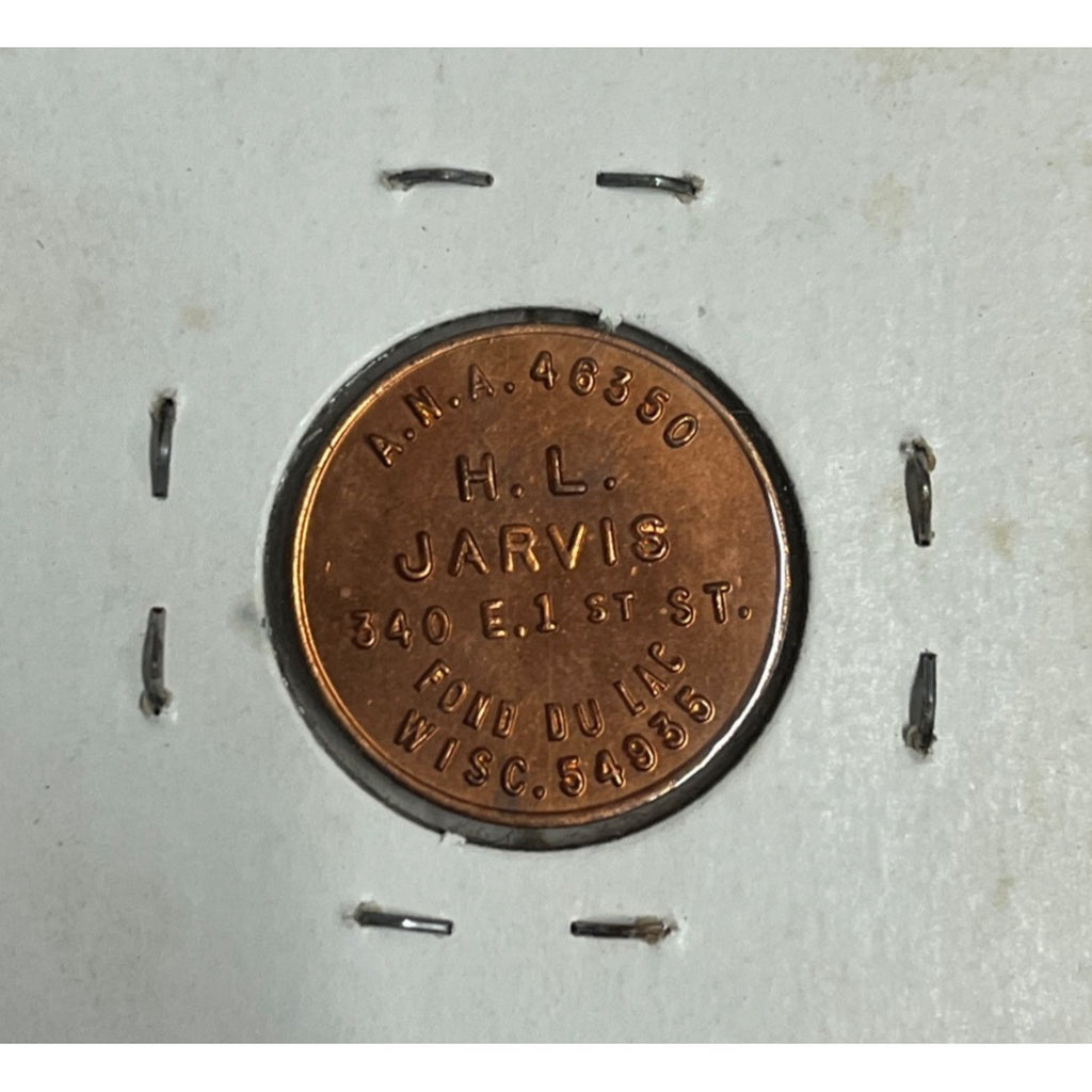 1776-1976 US Indian Head Cent H.L. Jarvis Fond Du Lac, Wisconsin Trade Token