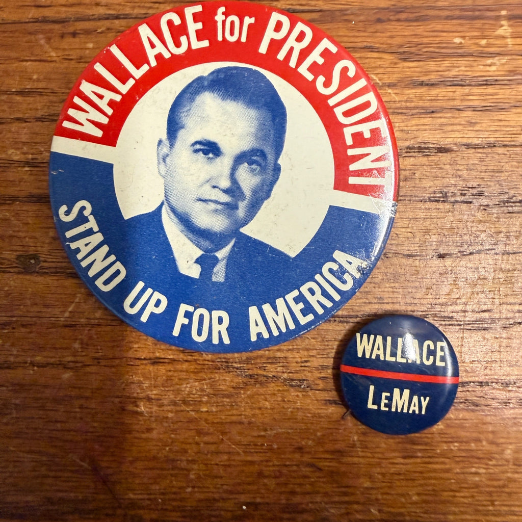 (2) George Wallace For President LeMay Political Button Pins Campaign