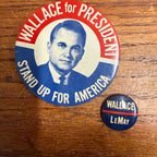 (2) George Wallace For President LeMay Political Button Pins Campaign