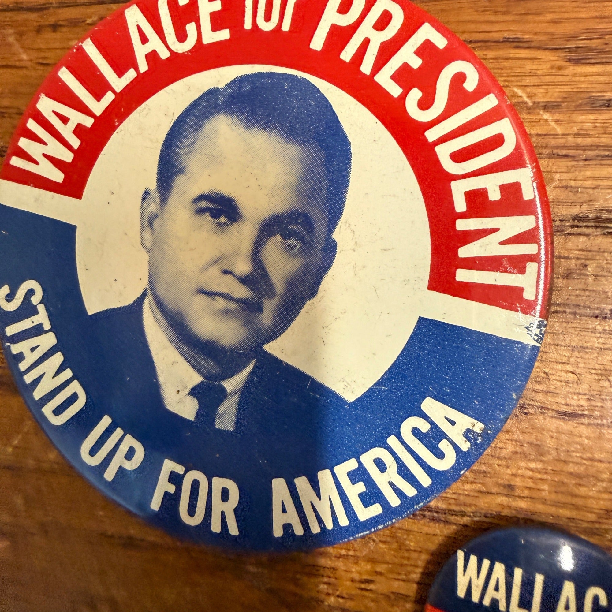 (2) George Wallace For President LeMay Political Button Pins Campaign