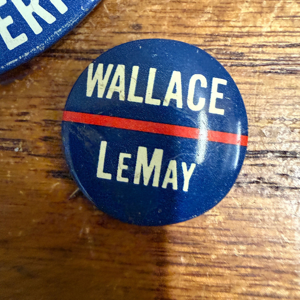 (2) George Wallace For President LeMay Political Button Pins Campaign