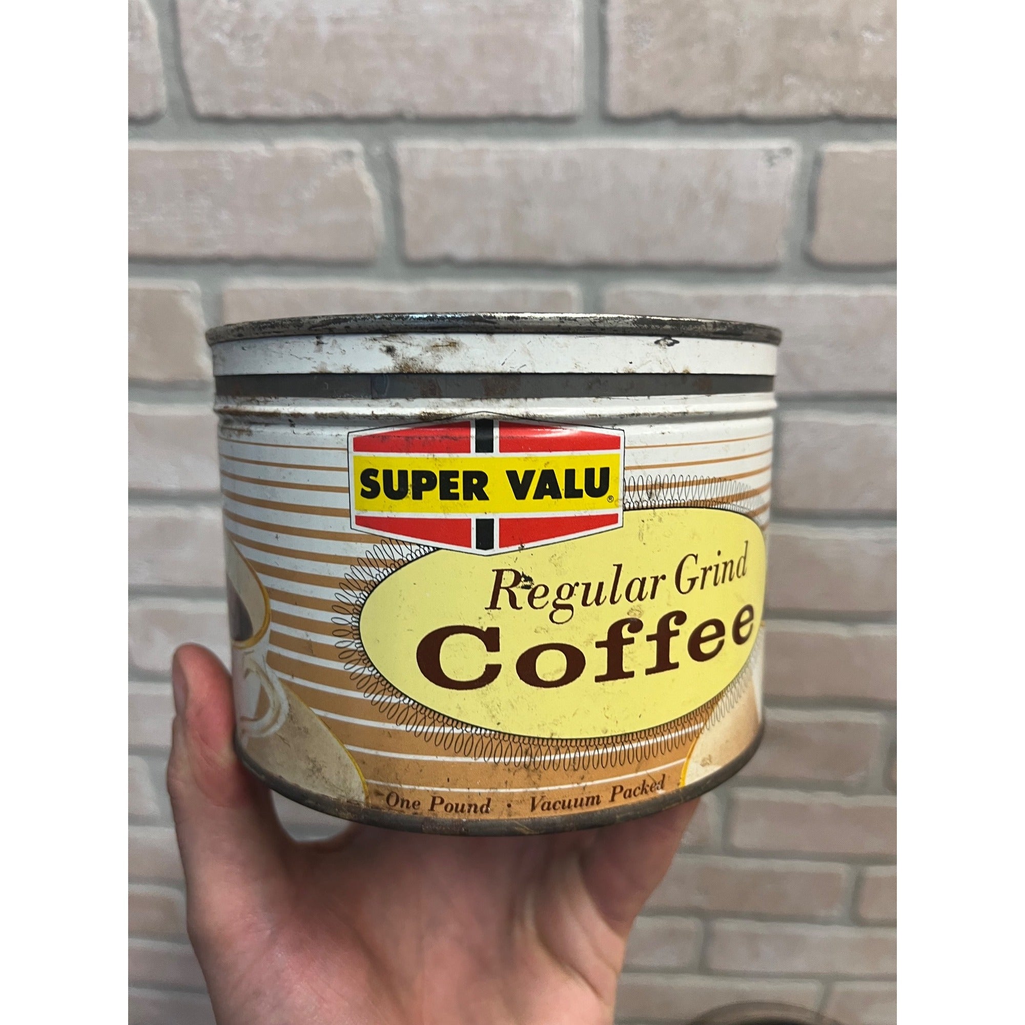 Vintage Super Value Regular Grind Coffee Can Advertising 1lb Keywind