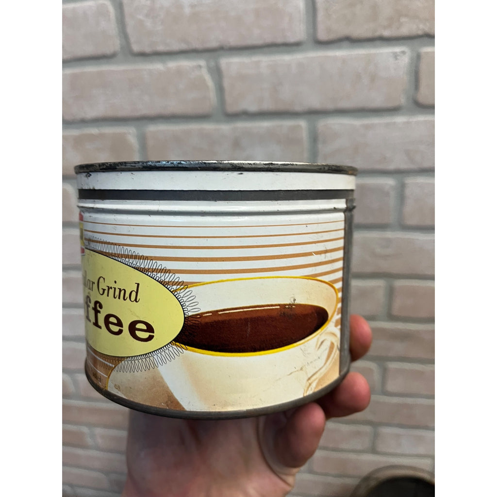 Vintage Super Value Regular Grind Coffee Can Advertising 1lb Keywind