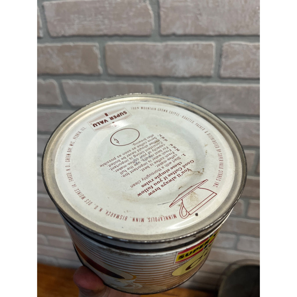 Vintage Super Value Regular Grind Coffee Can Advertising 1lb Keywind