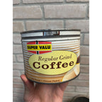 Vintage Super Value Regular Grind Coffee Can Advertising 1lb Keywind