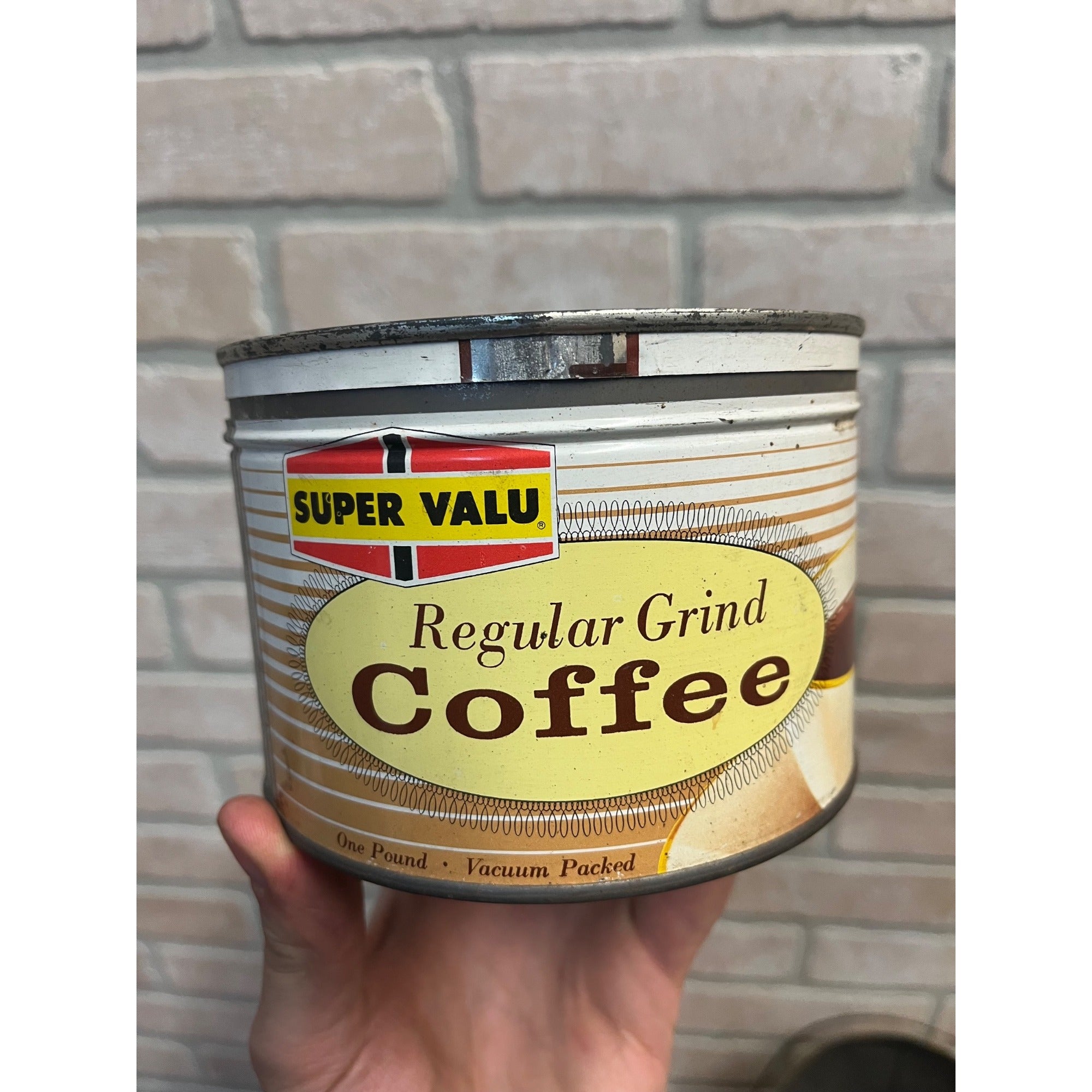 Vintage Super Value Regular Grind Coffee Can Advertising 1lb Keywind