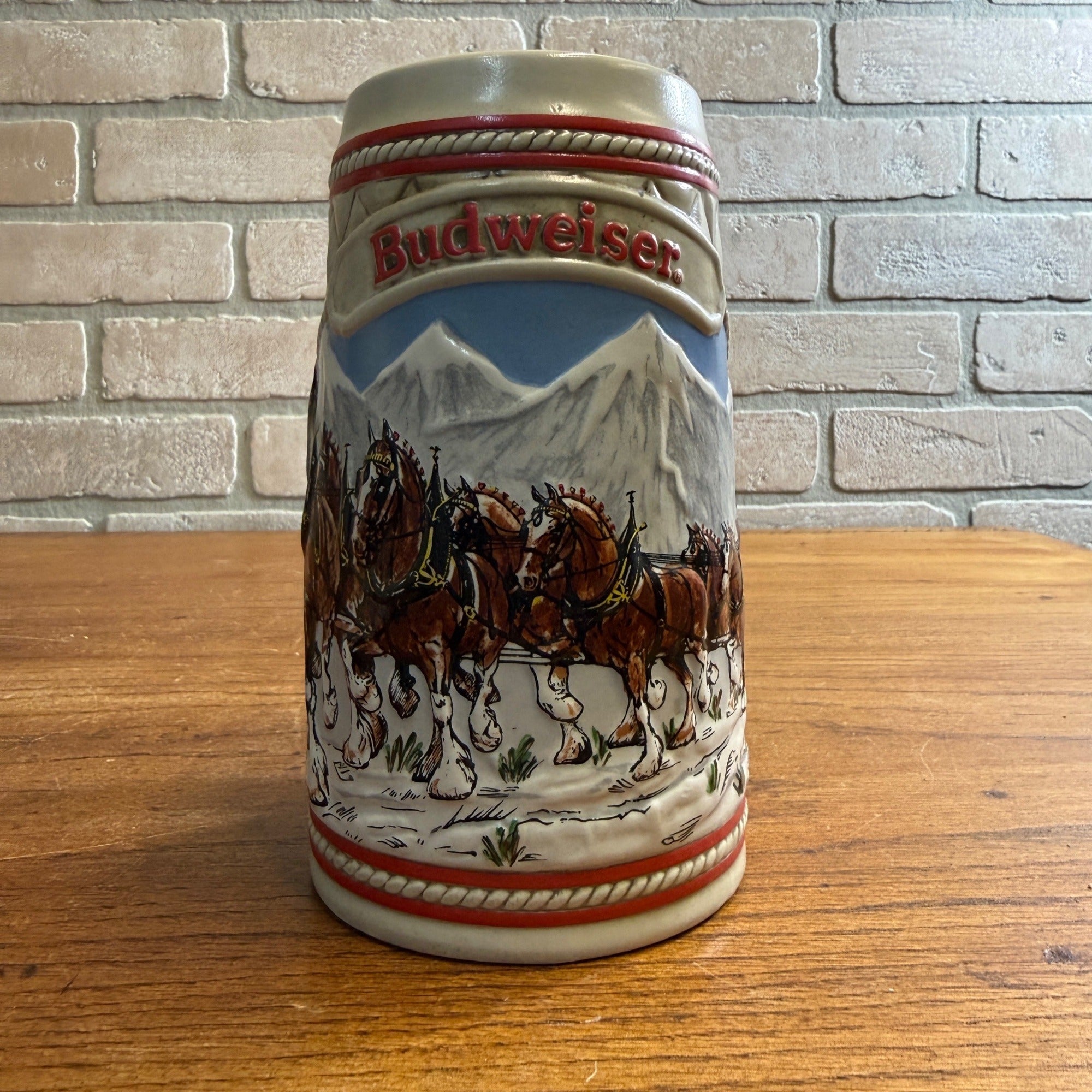 Vintage 1985 Budweiser Clydesdale Horses Beer Stein Mug Ceramic Ceramarte