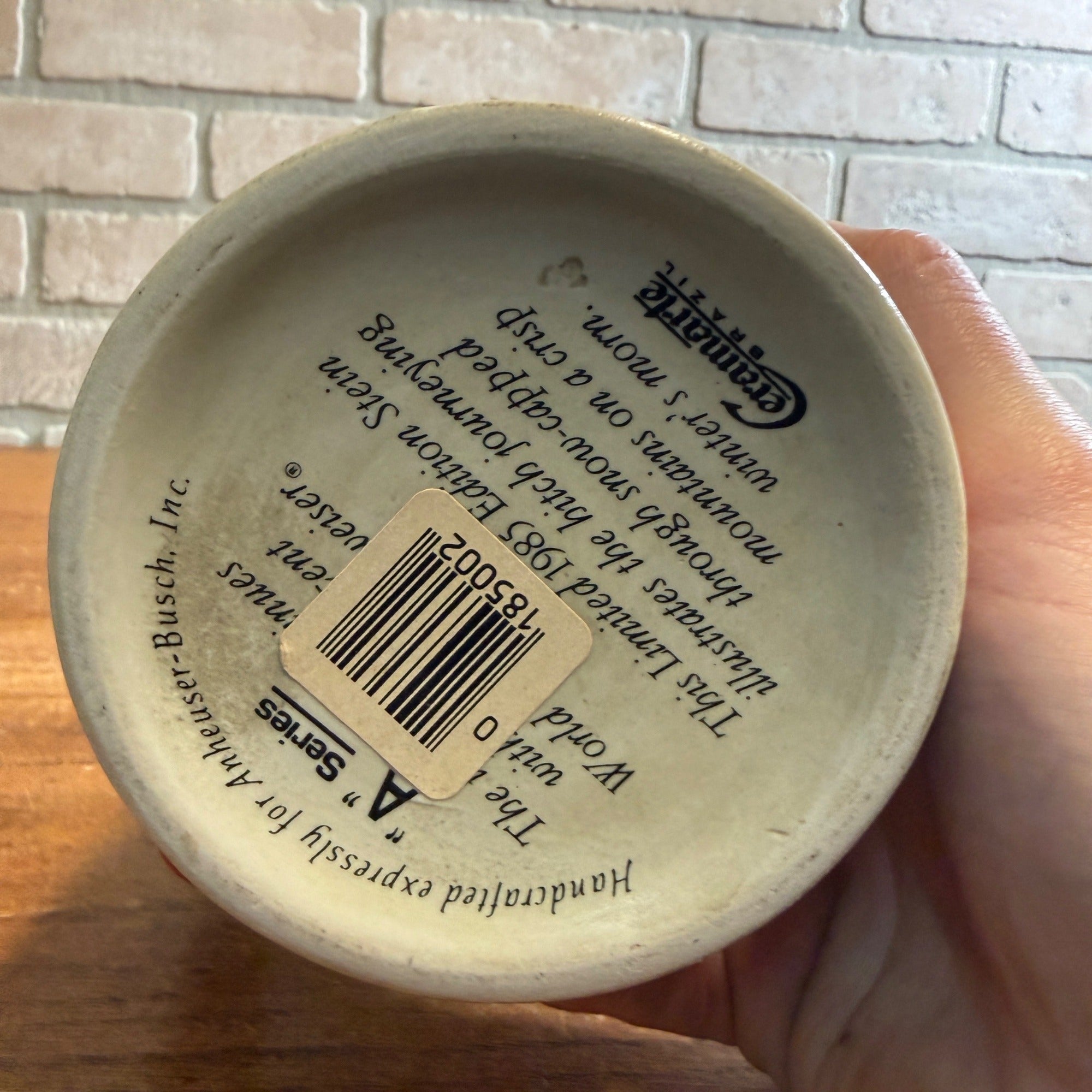 Vintage 1985 Budweiser Clydesdale Horses Beer Stein Mug Ceramic Ceramarte