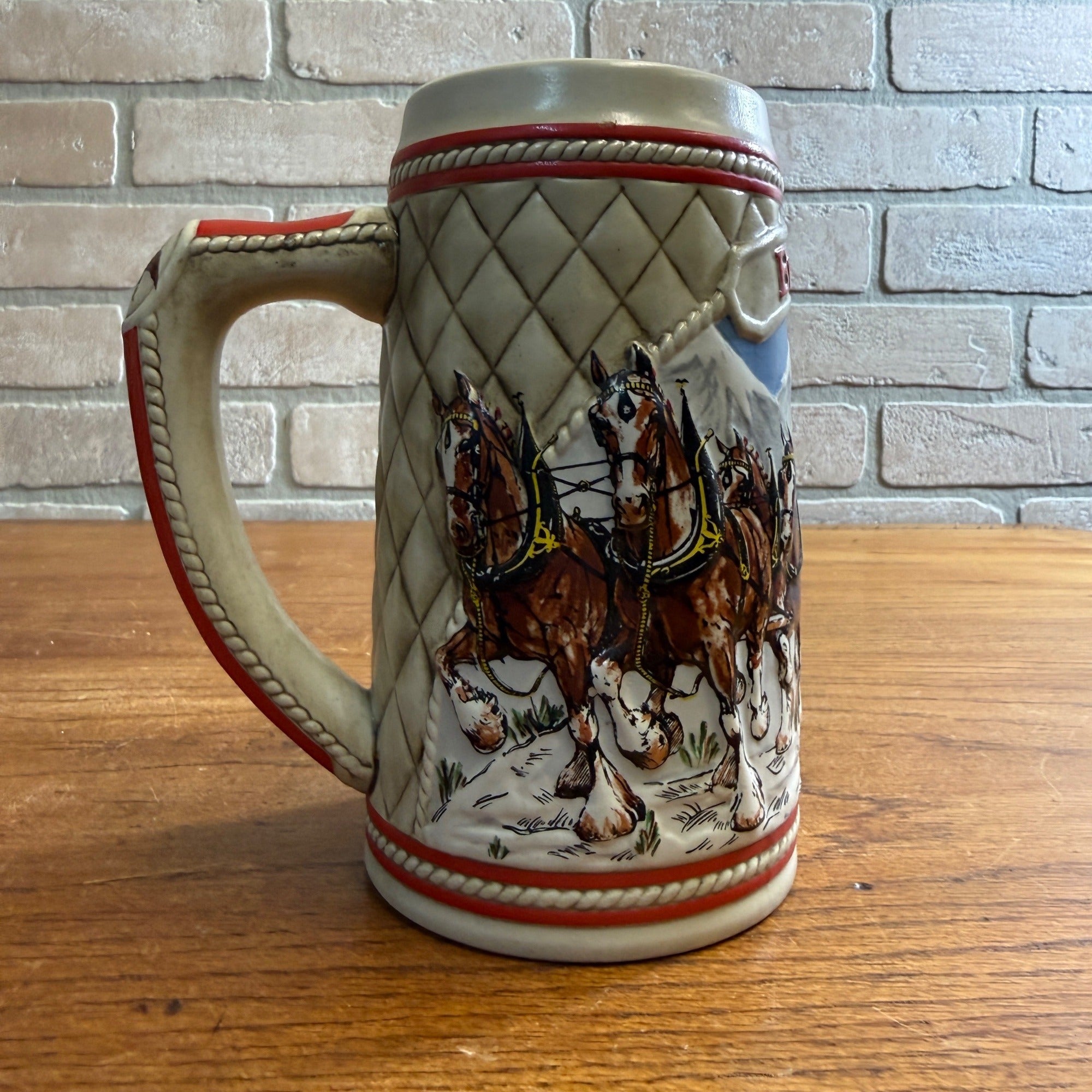 Vintage 1985 Budweiser Clydesdale Horses Beer Stein Mug Ceramic Ceramarte