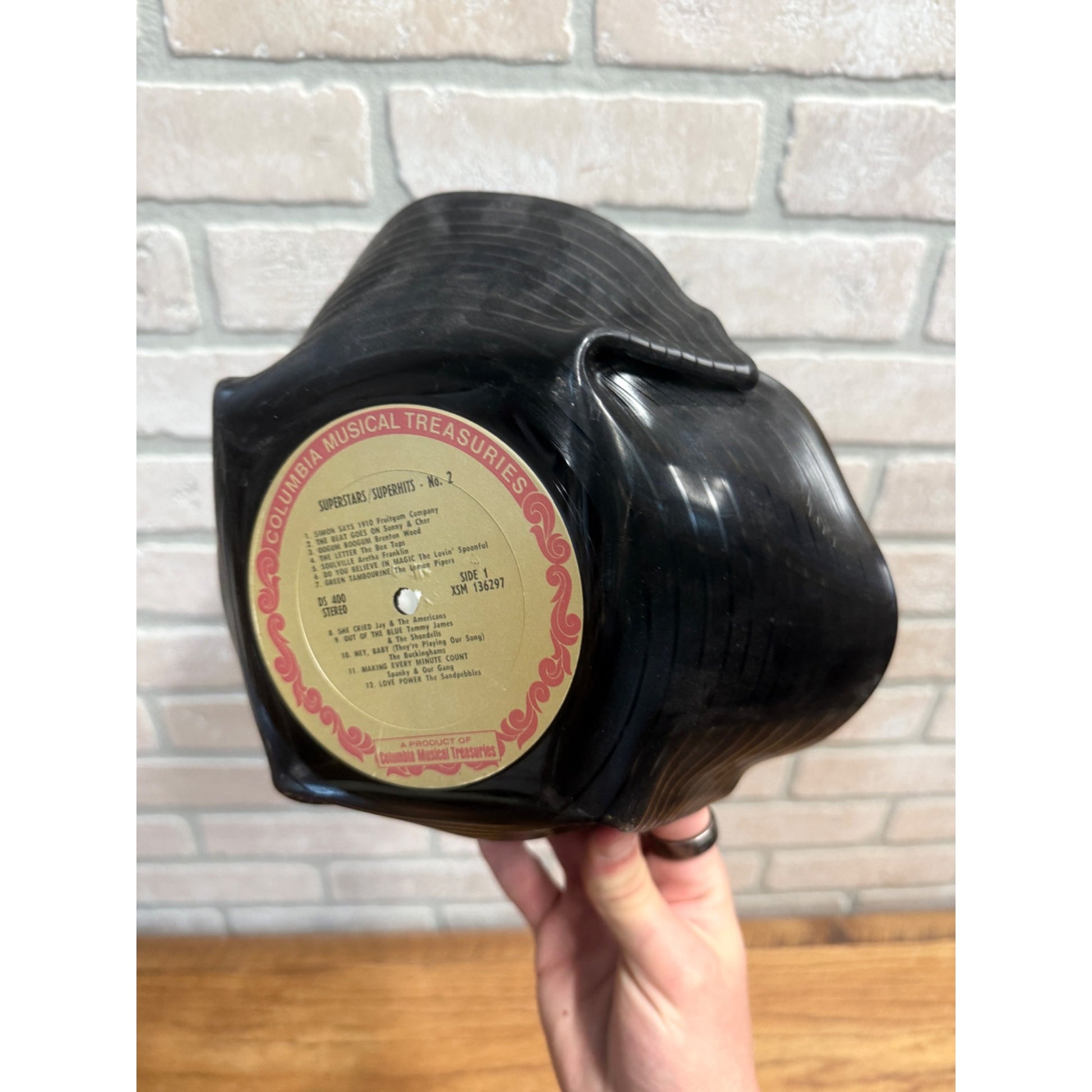 Vintage LP Vinyl Record Repurposed Dish Crimped Mid Century