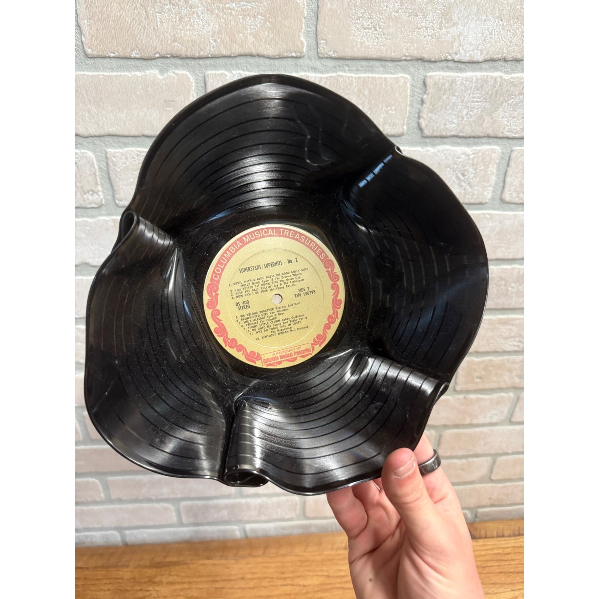 Vintage LP Vinyl Record Repurposed Dish Crimped Mid Century