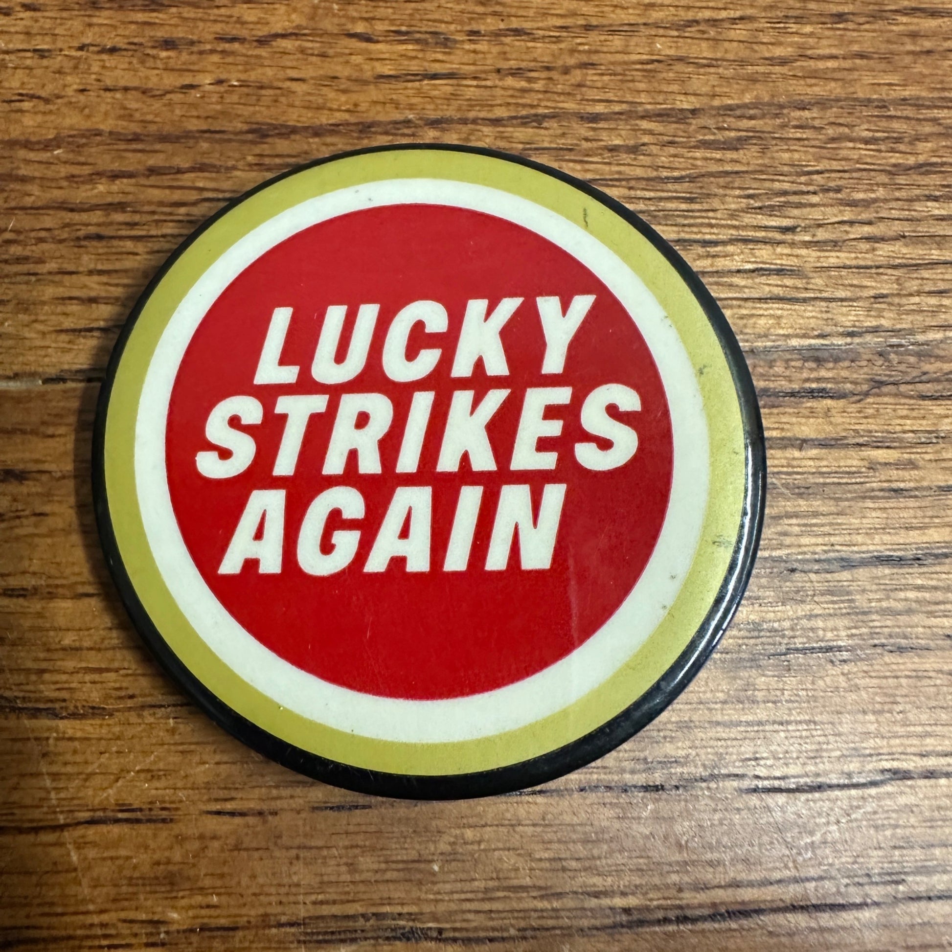 Vintage 1950s Lucky Strikes Again Cigarettes Promo Advertising Pin Pinback Button