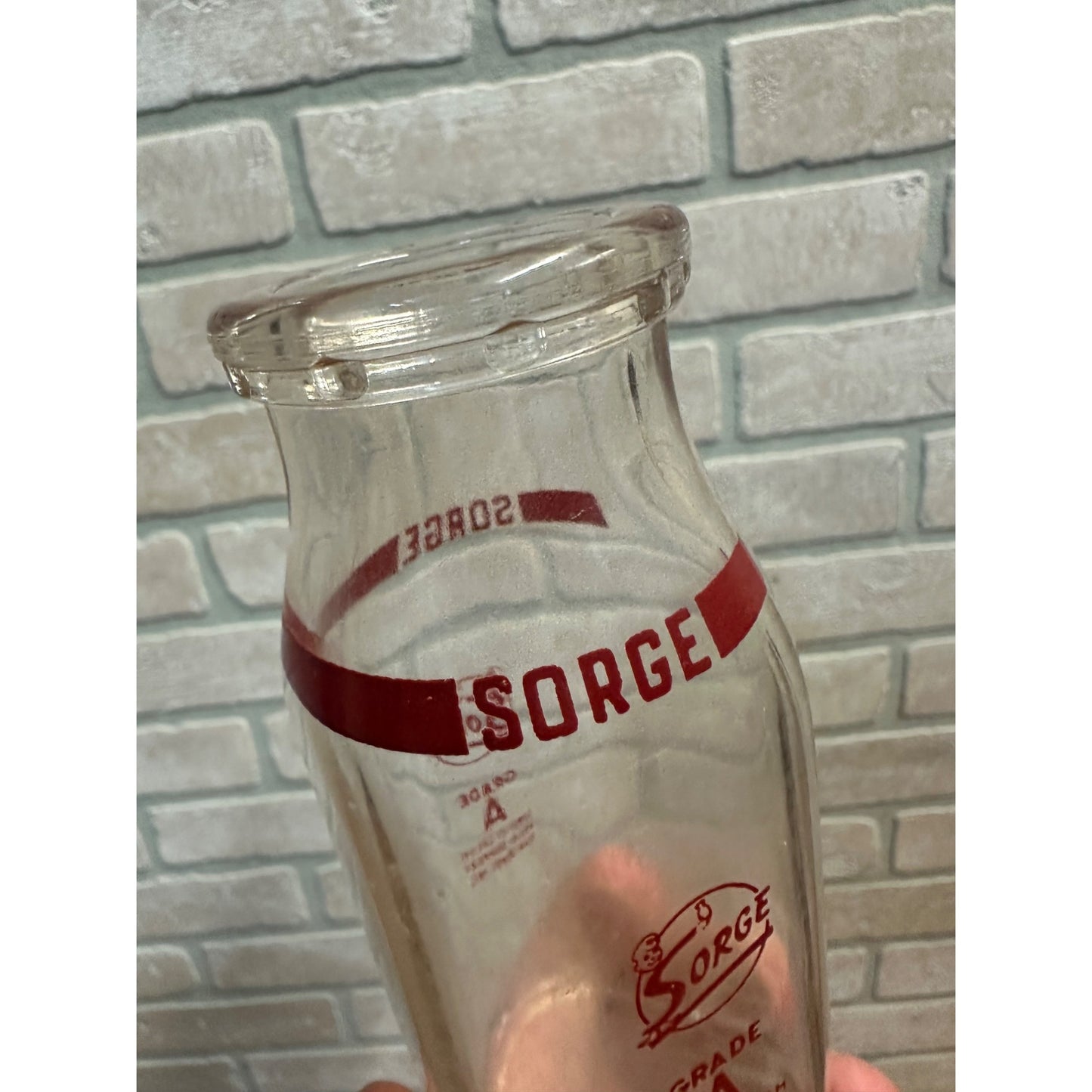 Vintage Half Pint Milk Bottle Sorge Ice Cream And Dairy Manitowoc Wisconsin