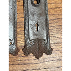 Antique Victorian Ornate Cast Iron Door Back Plates Skeleton Key Set of 3