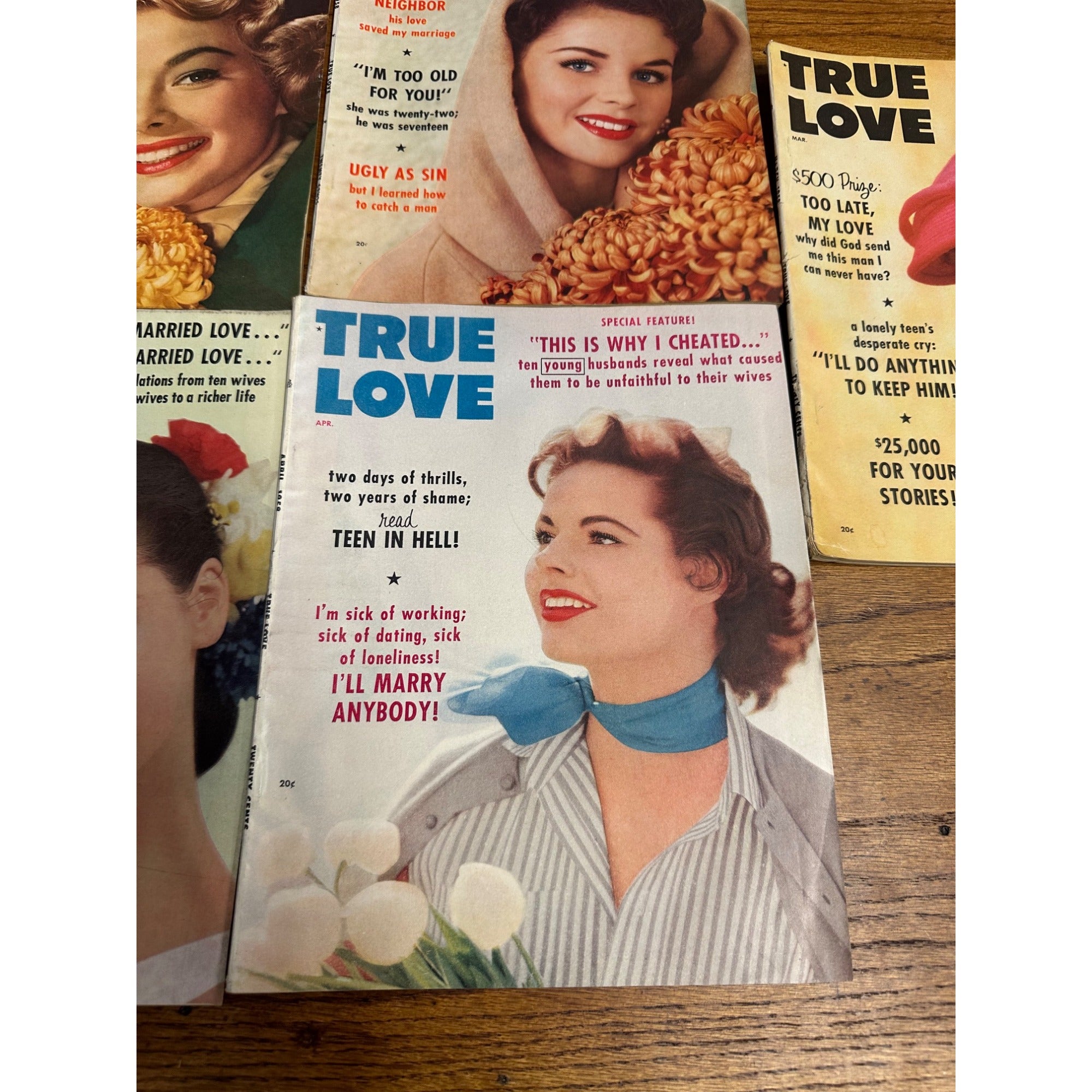 Vintage 1950s True Love Stories Teenage Pulp Fiction Magazines Lot (5)