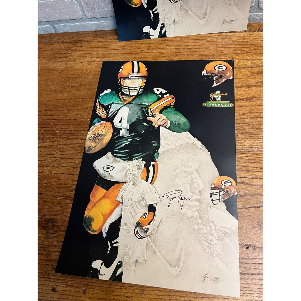 Brett Favre Steakhouse Restaurant Menu NFL Green Bay Packers 12x18