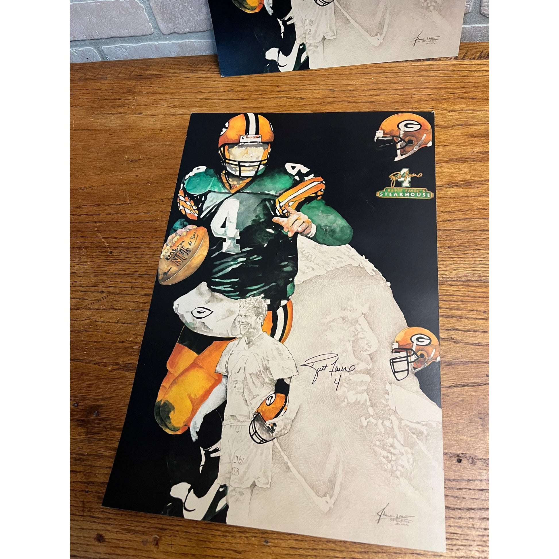 Brett Favre Steakhouse Restaurant Menu NFL Green Bay Packers 12x18