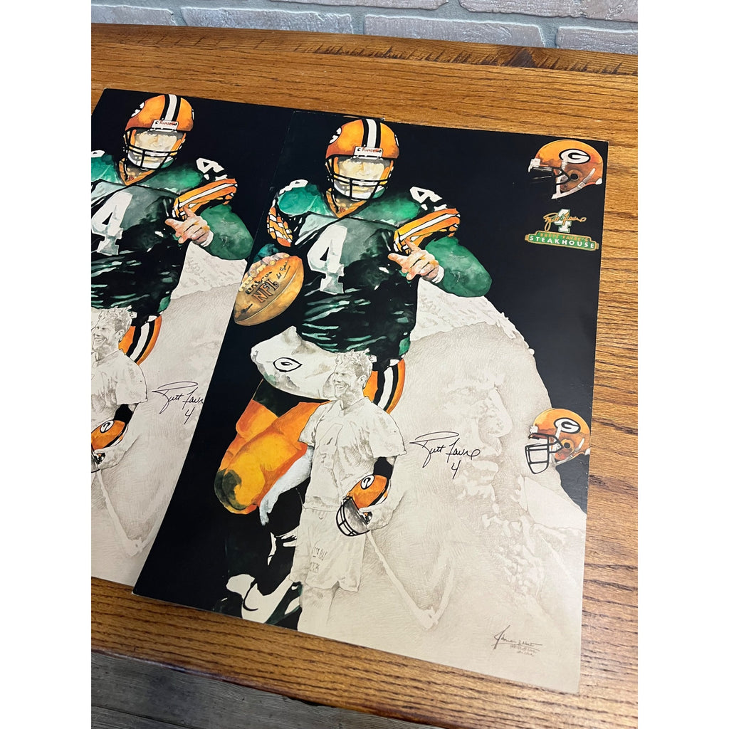 Brett Favre Steakhouse Restaurant Menu NFL Green Bay Packers 12x18