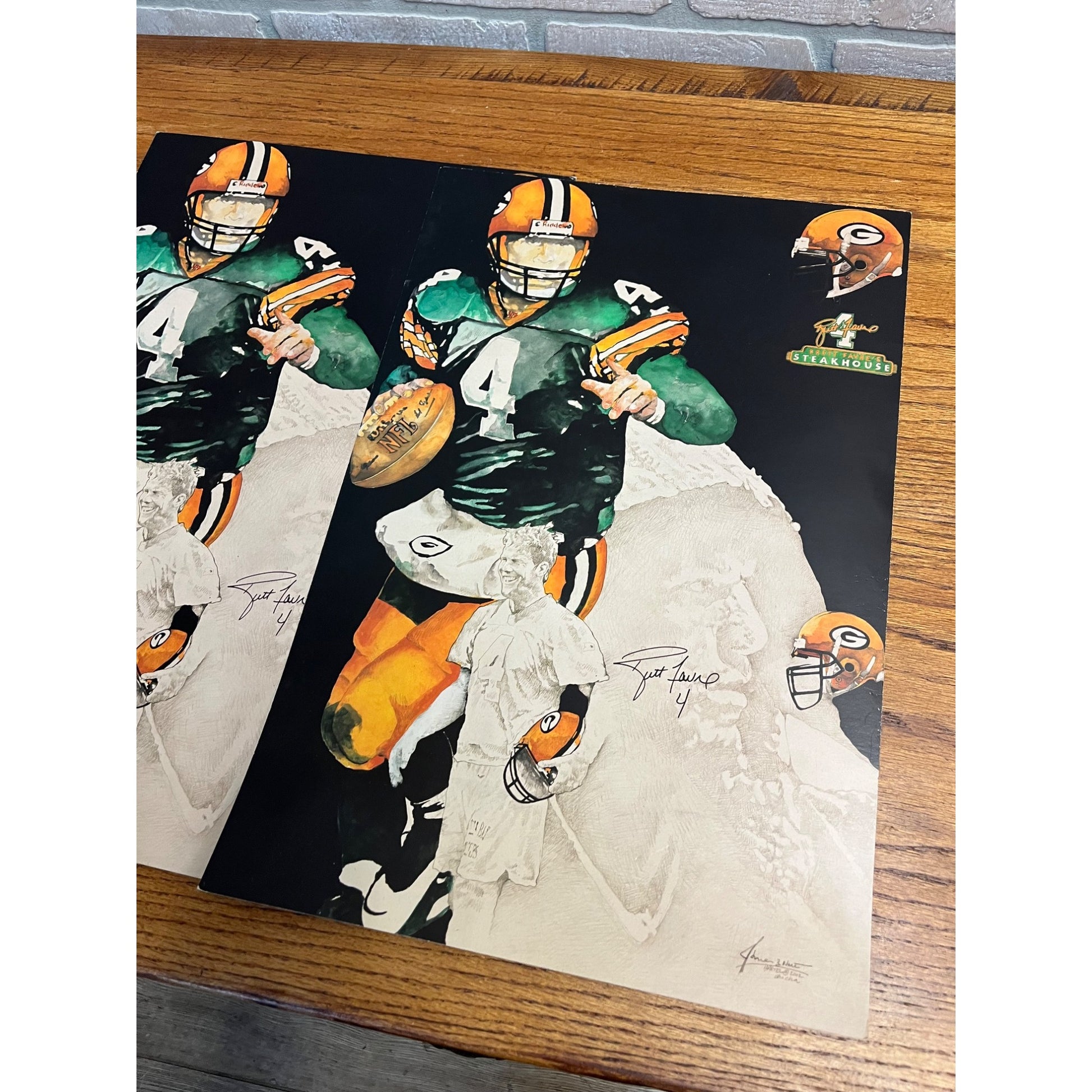 Brett Favre Steakhouse Restaurant Menu NFL Green Bay Packers 12x18