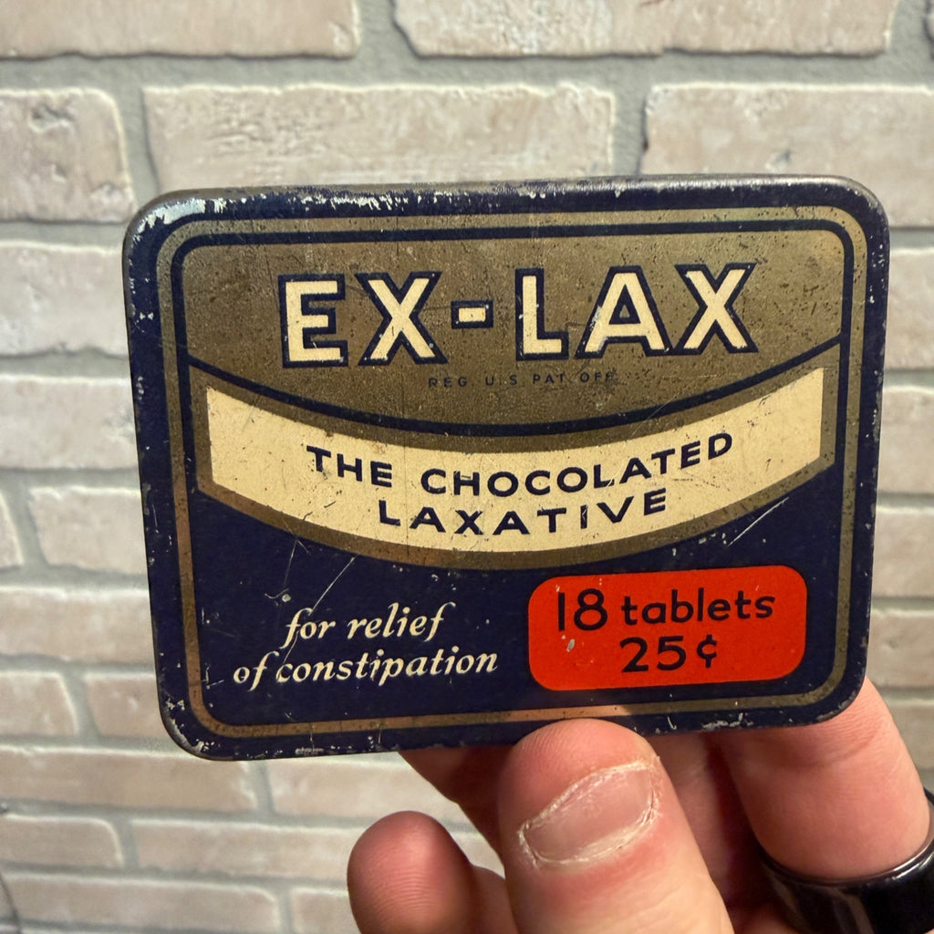 Vintage Ex Lax Chocolate Laxative Metal Advertising Tin