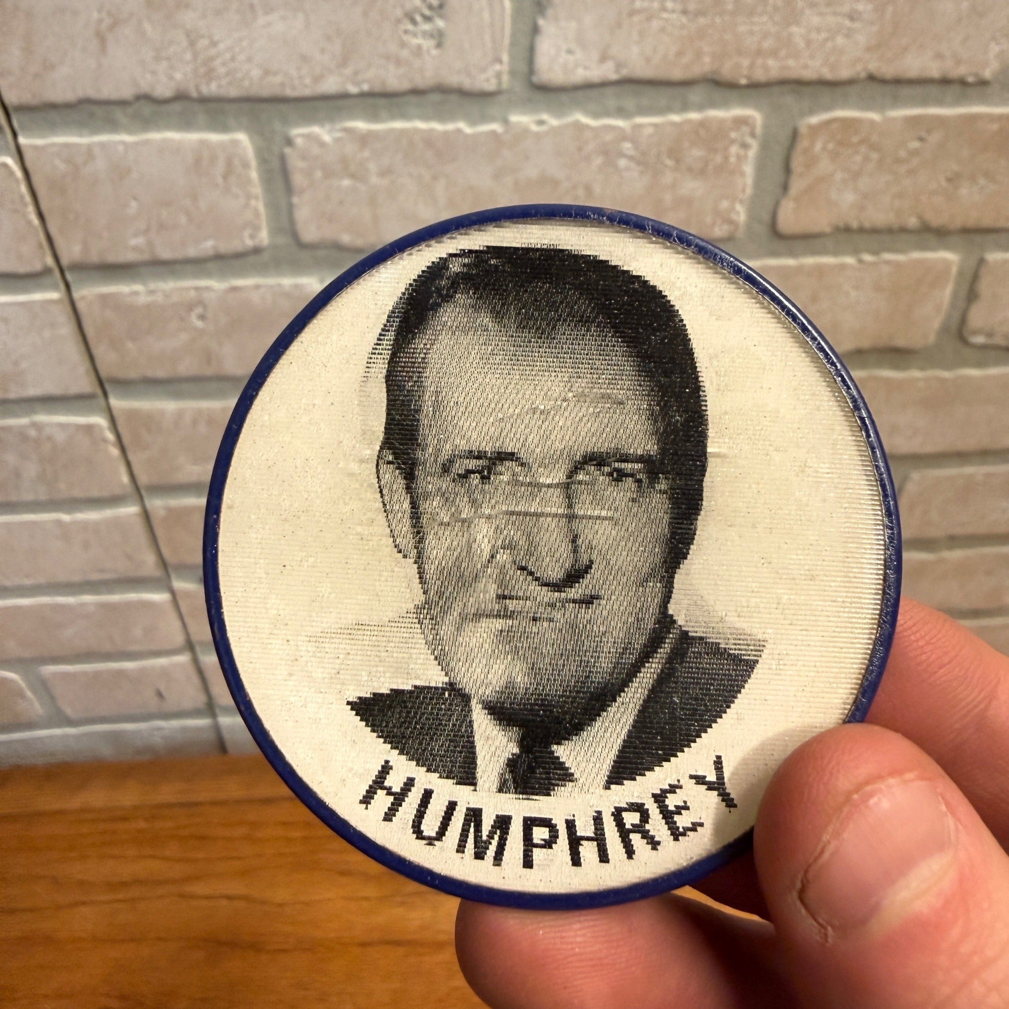1968 Hubert Humphrey & Ed Muskie 2.5 inch Presidential Campaign flasher button