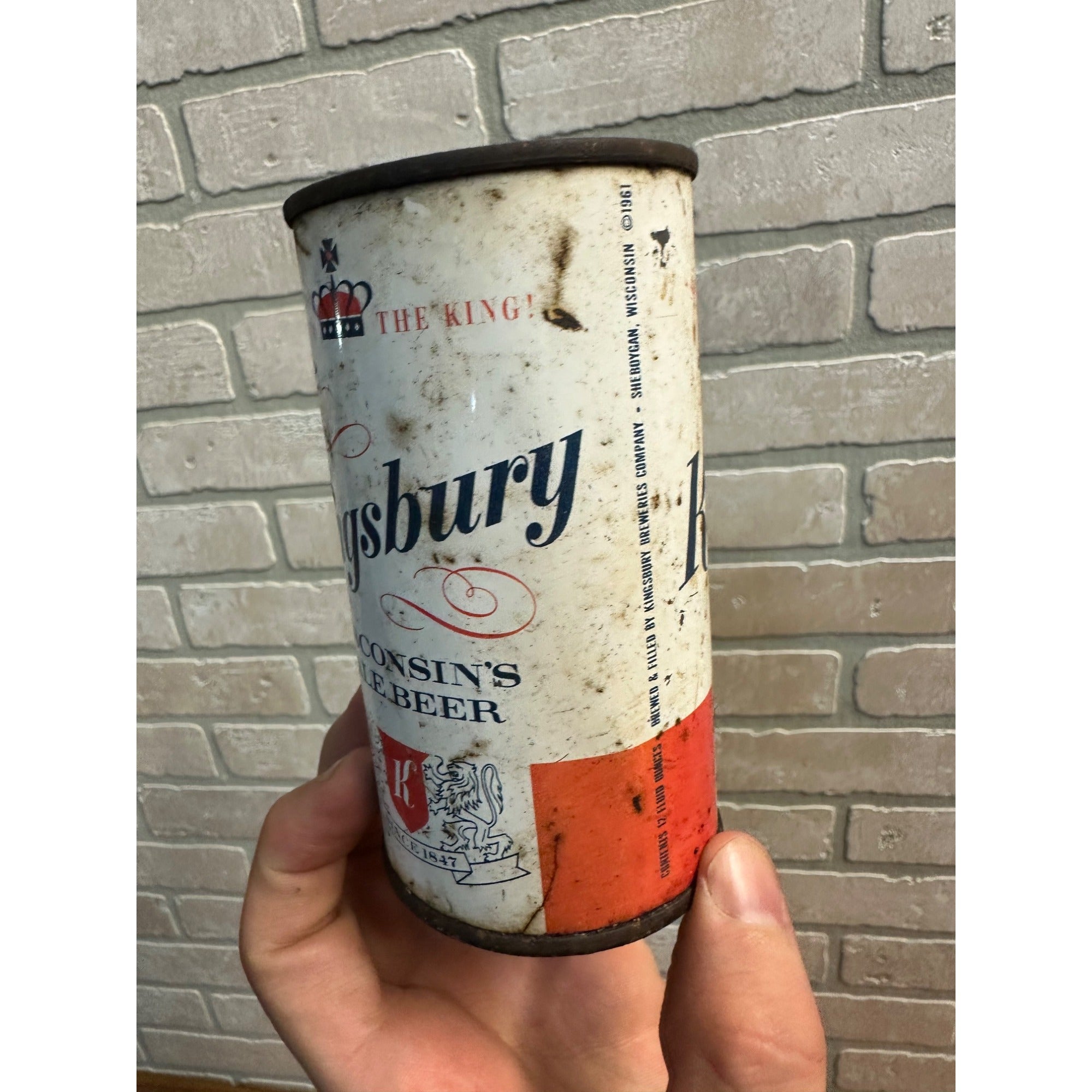 KINGSBURY WISCONSINS PALE BEER FLAT PUNCH TOP CAN 12 OZ