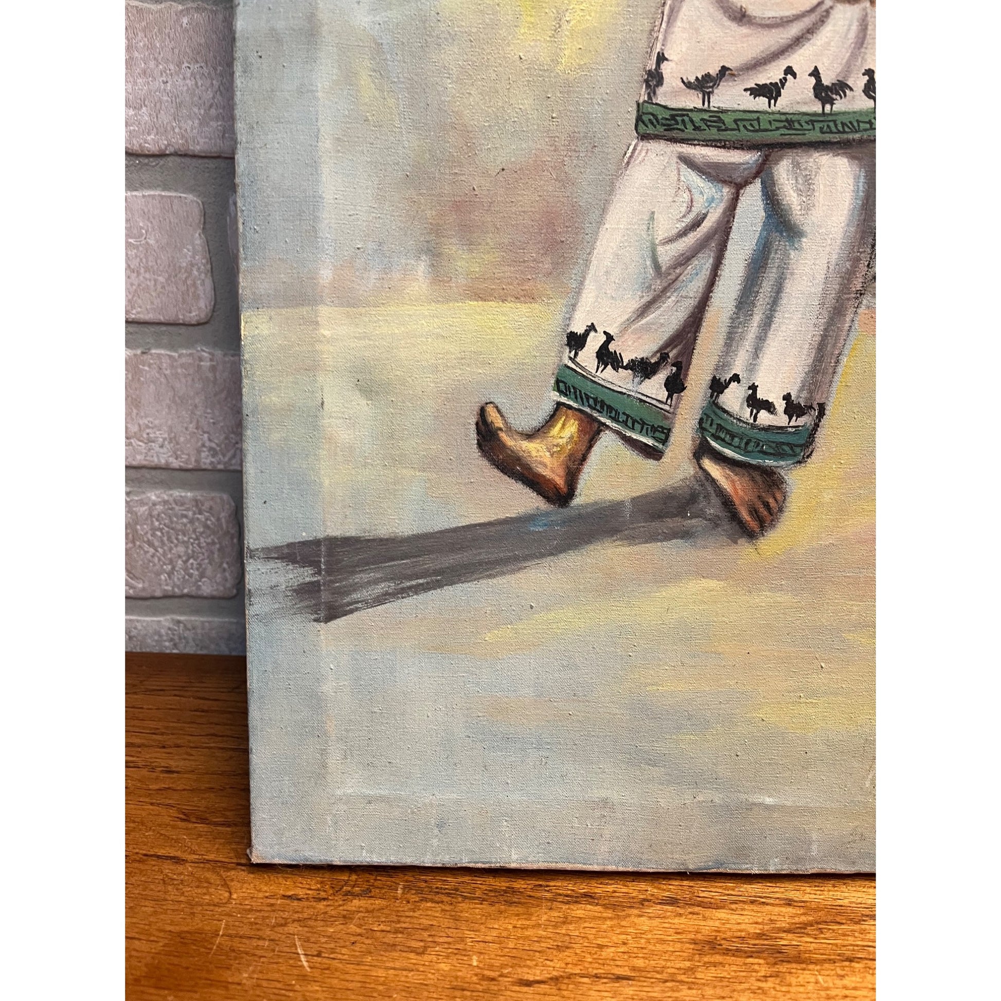 Vintage Oil on Canvas Painting by P. Naveda Spanish Mexican Traditonal Dancer