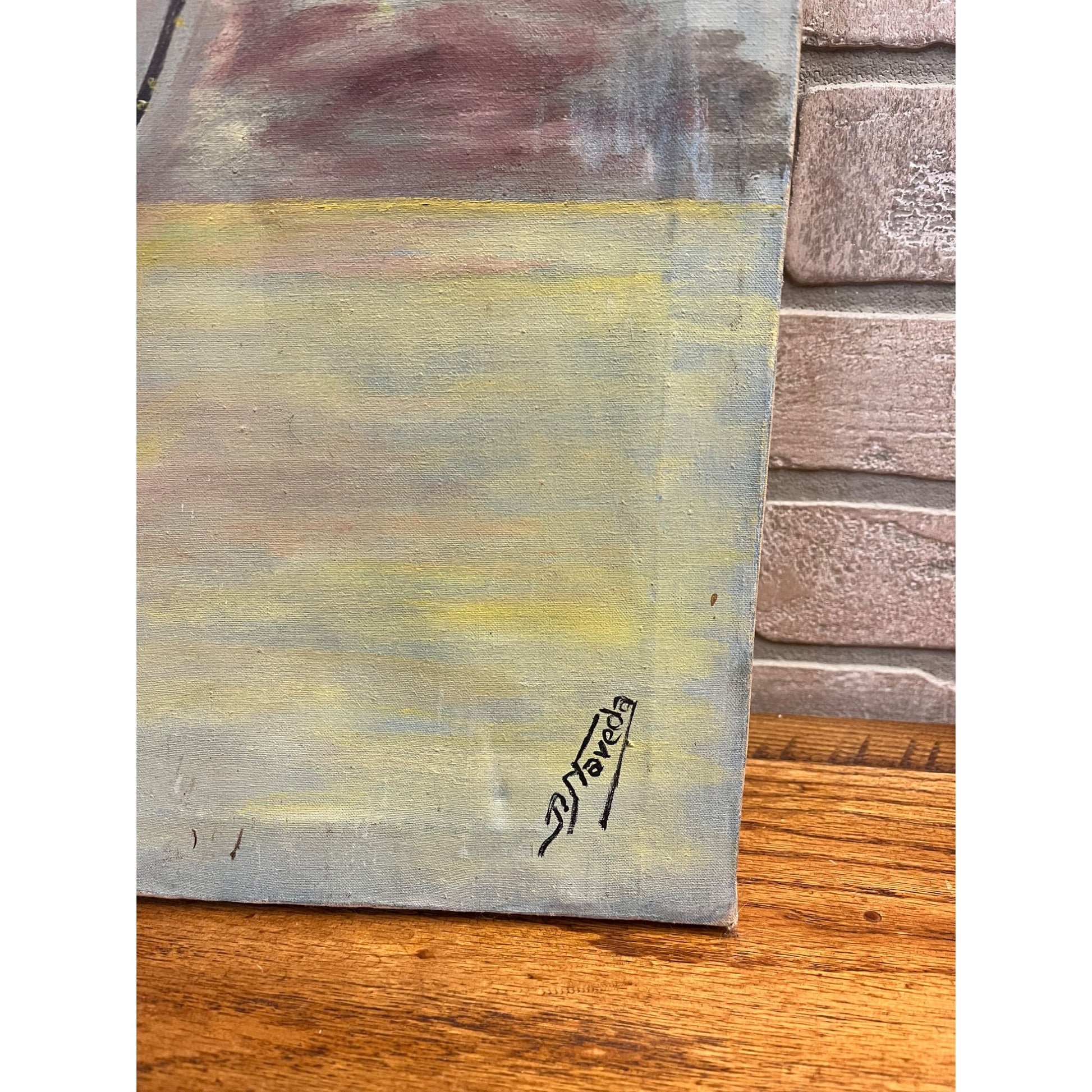 Vintage Oil on Canvas Painting by P. Naveda Spanish Mexican Traditonal Dancer