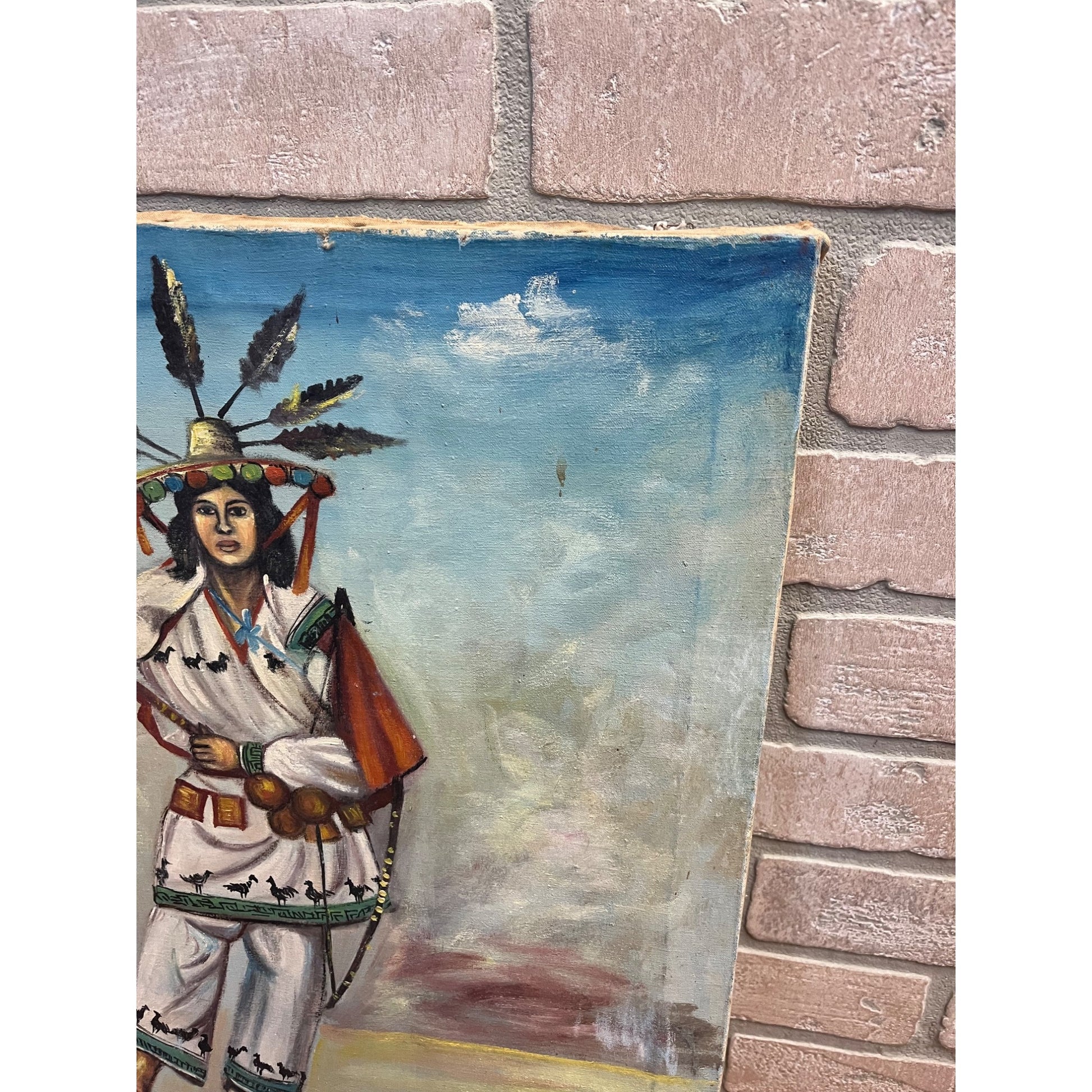 Vintage Oil on Canvas Painting by P. Naveda Spanish Mexican Traditonal Dancer