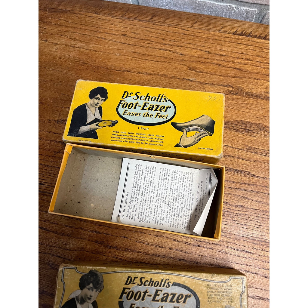 Vintage 1920s Dr Scholl's Foot Eazer Advertising Boxes w/ Contents, One EMpty