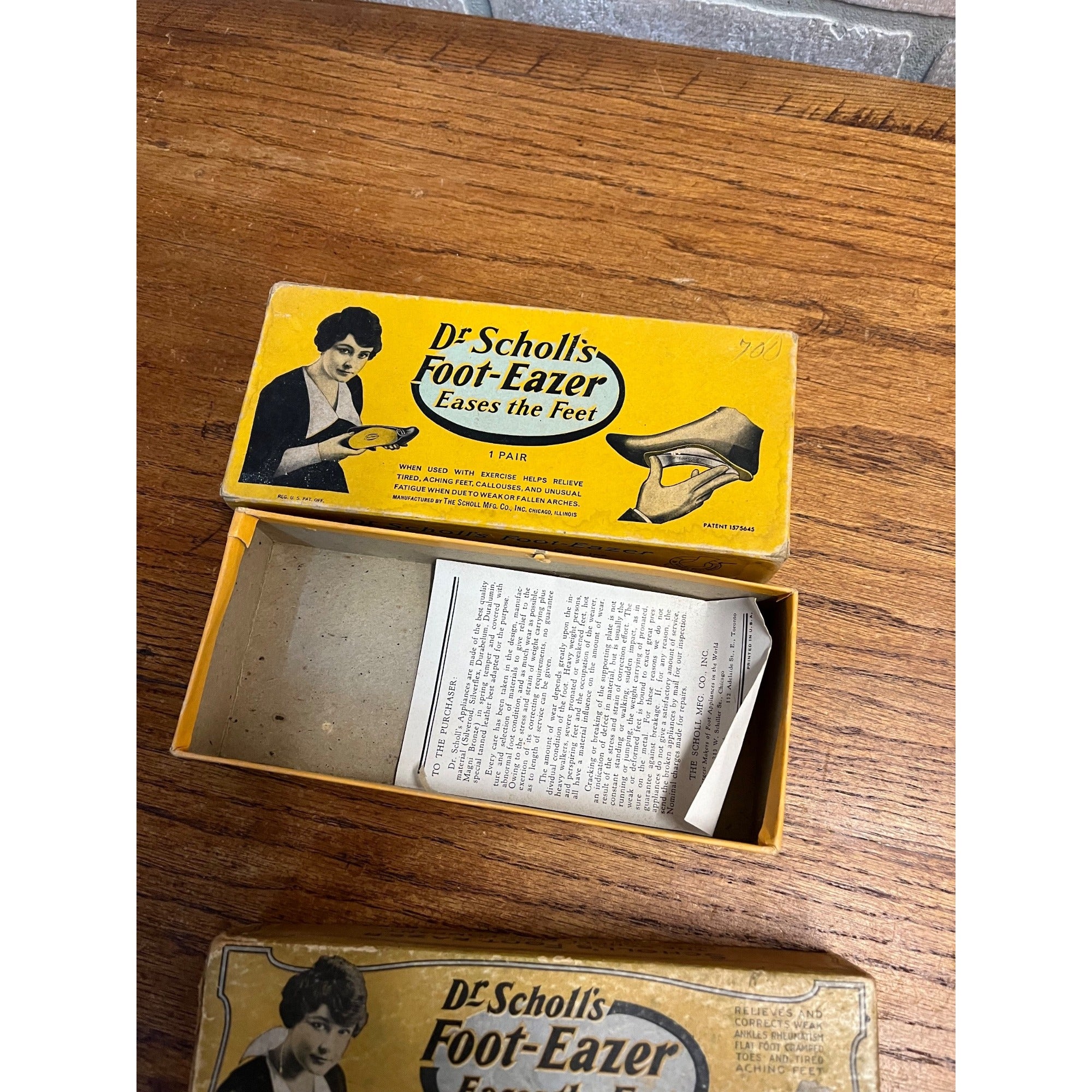 Vintage 1920s Dr Scholl's Foot Eazer Advertising Boxes w/ Contents, One EMpty