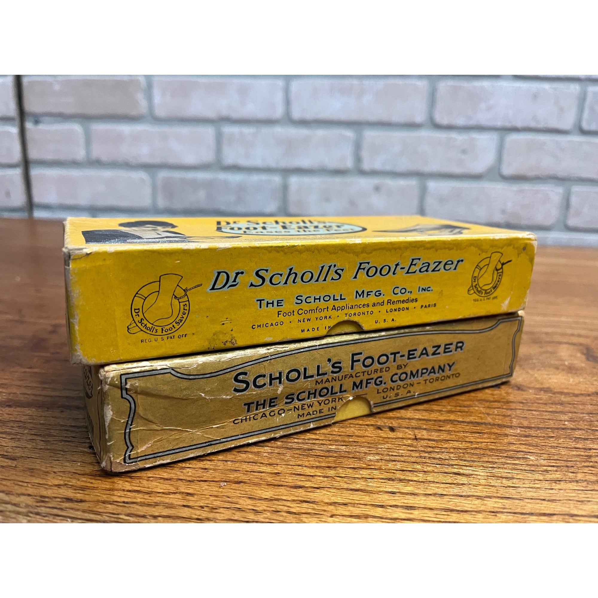 Vintage 1920s Dr Scholl's Foot Eazer Advertising Boxes w/ Contents, One EMpty