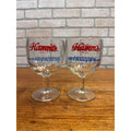 Vintage Set of Hamm's Beer Footed Thumbprint Goblet Glasses Two Versions of Slogan Breweriana