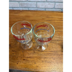 Vintage Set of Hamm's Beer Footed Thumbprint Goblet Glasses Two Versions of Slogan Breweriana