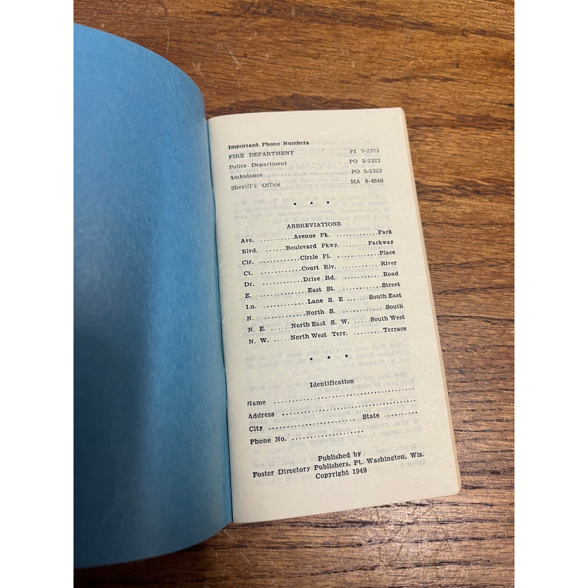 Vintage c1949 Milwaukee Directory Street Guide Booklet Travel Foster + Suburbs