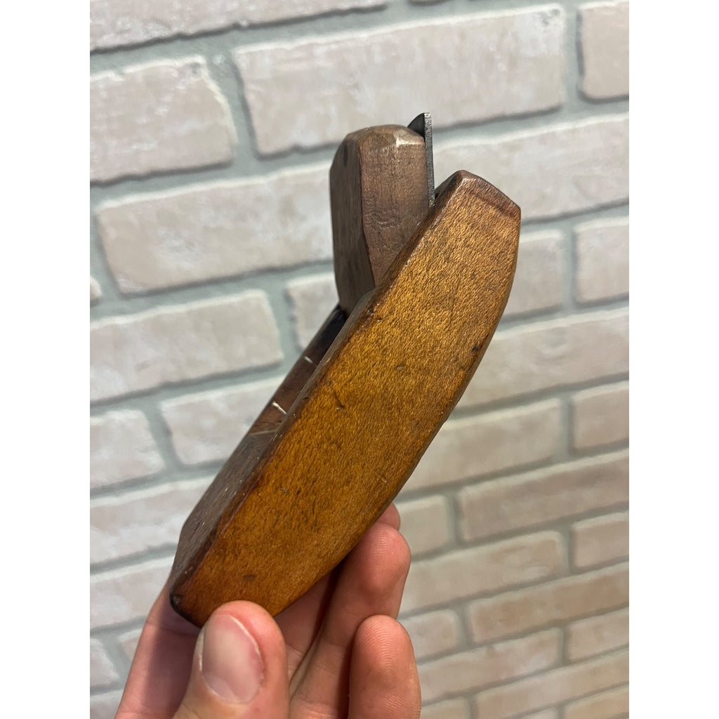 Antique Cooper's Barrel Makers Round Bottom Wooden Plane Curved Sole Tool 4.5"