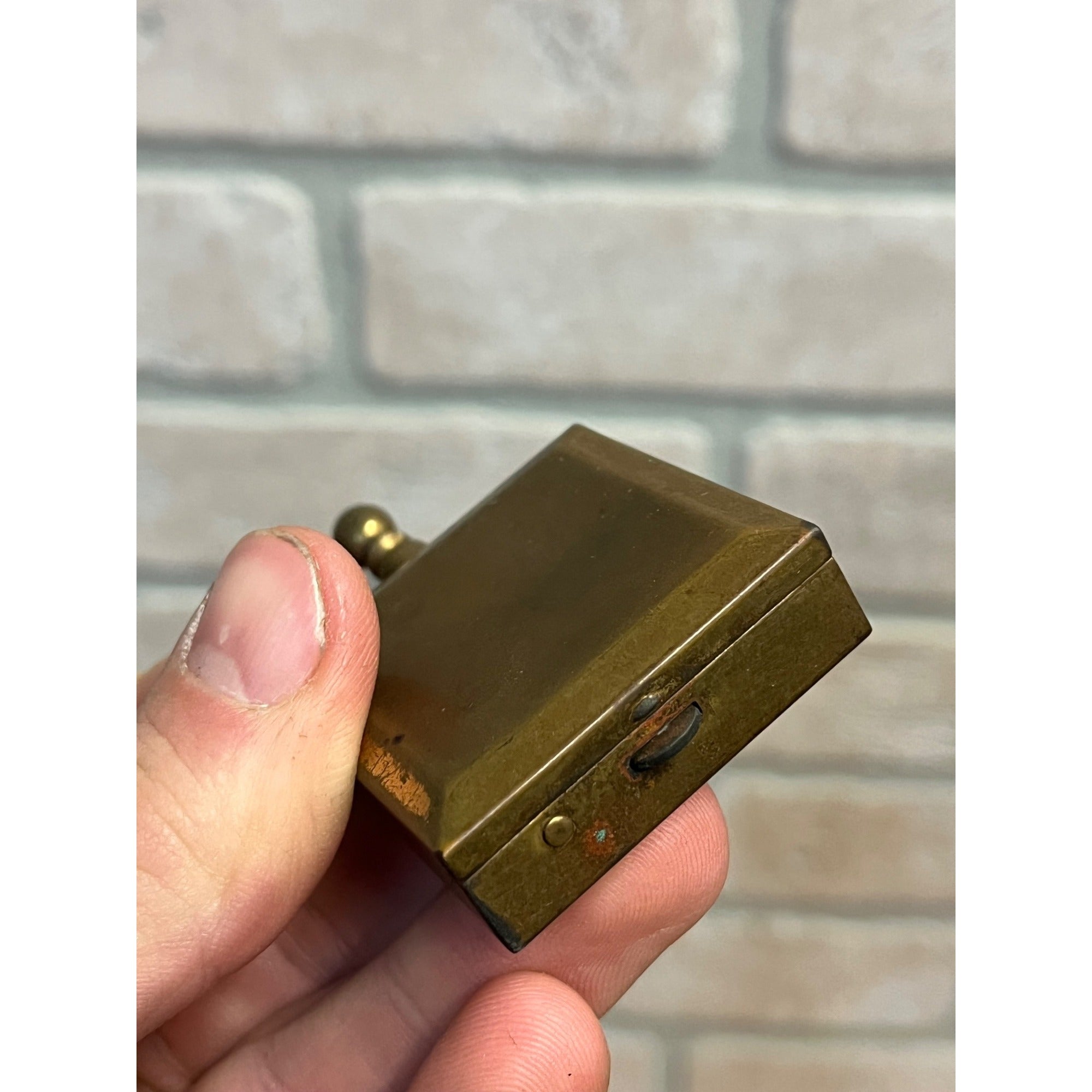 Vintage Mini Portable Pocket Purse Travel Cigarette Ashtray Brass Silent Butler