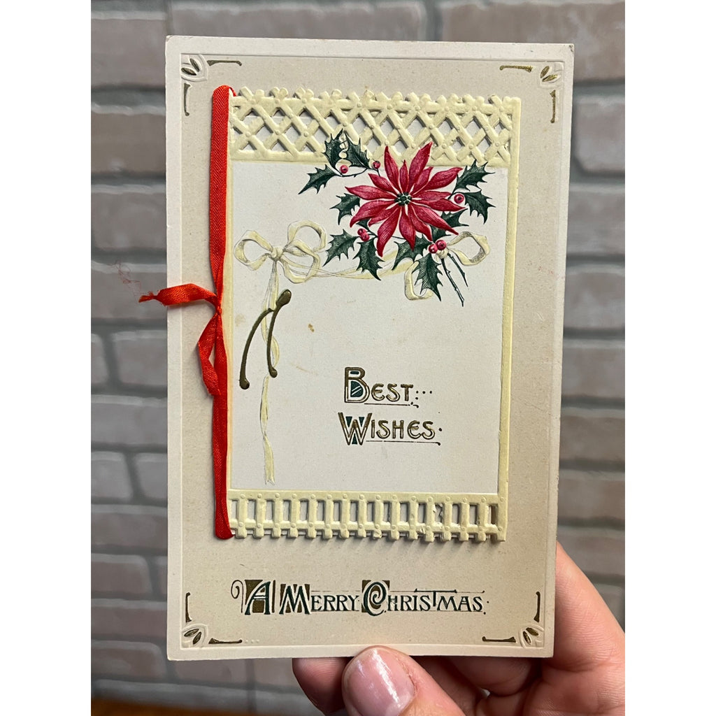 Vintage 1918 Christmas Postcard w/ Christmas Seal Tied US American Red Cross