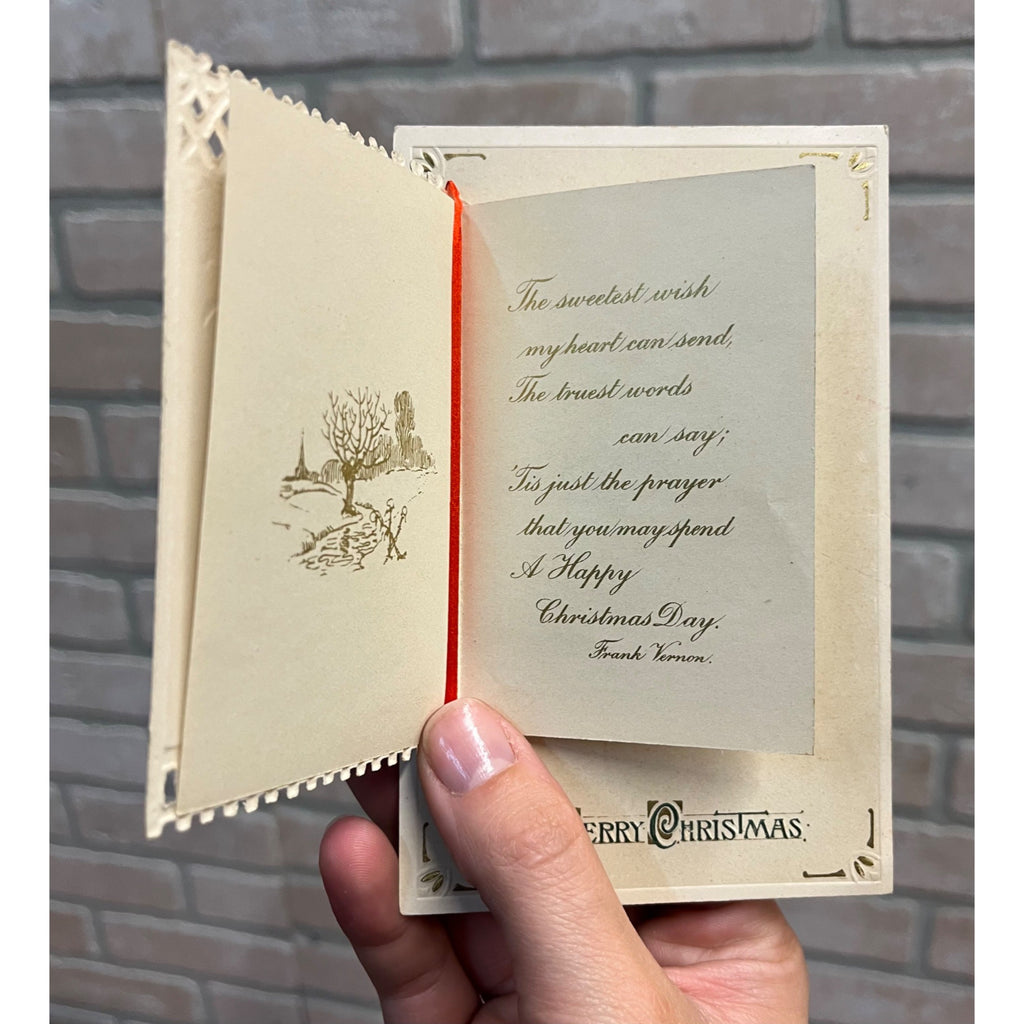 Vintage 1918 Christmas Postcard w/ Christmas Seal Tied US American Red Cross