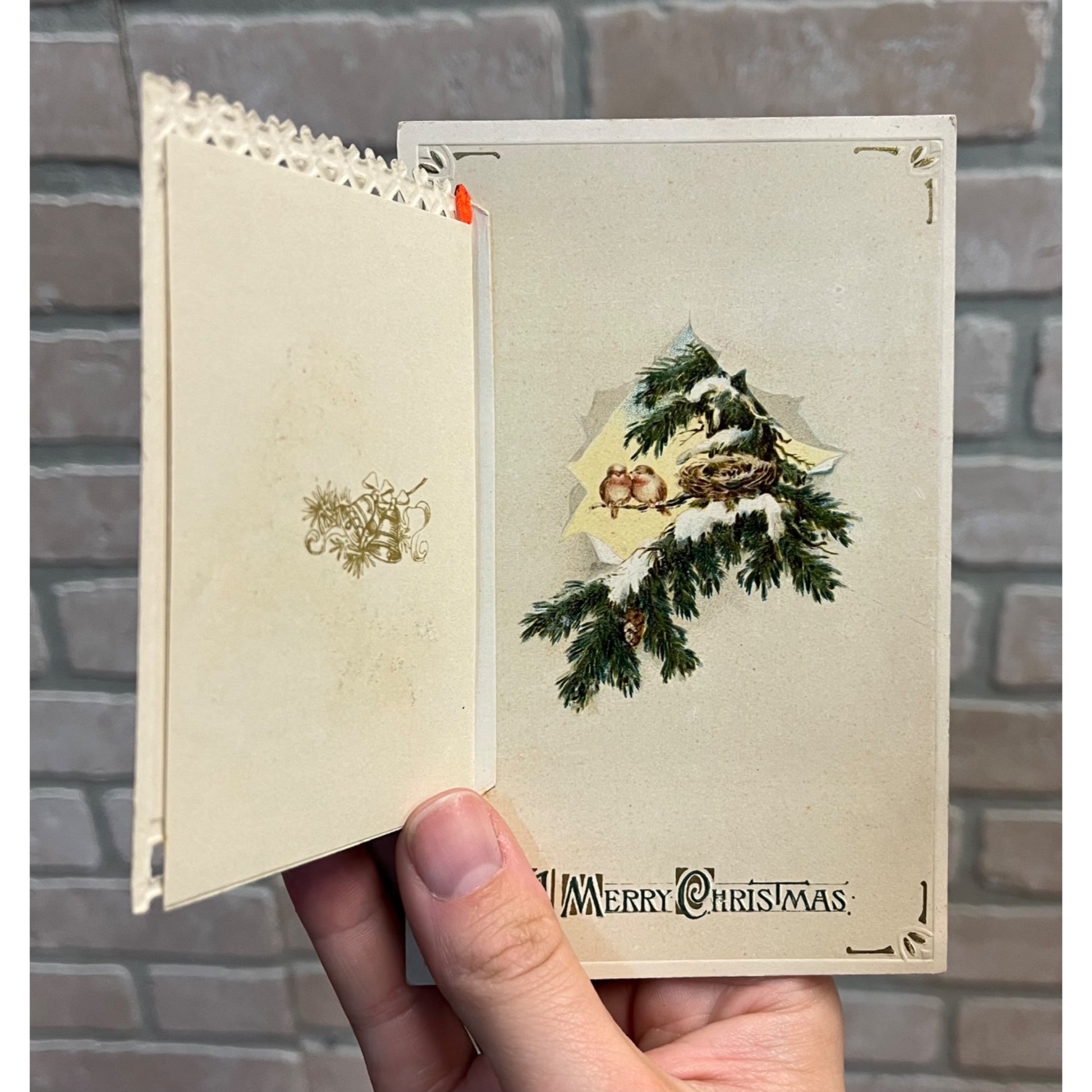 Vintage 1918 Christmas Postcard w/ Christmas Seal Tied US American Red Cross