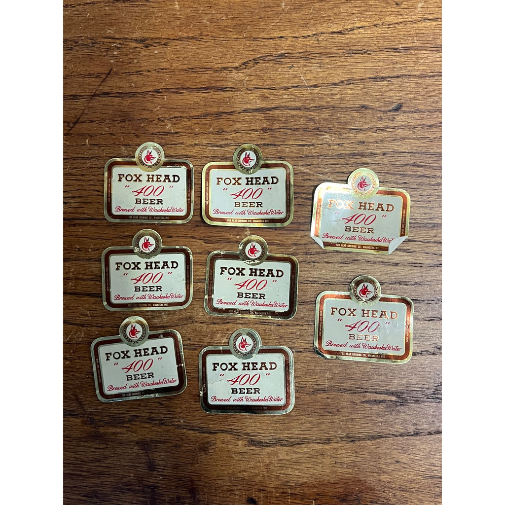 Vintage 1940s Fox Head 400 Beer Bottle Labels Waukesha Wis Mini