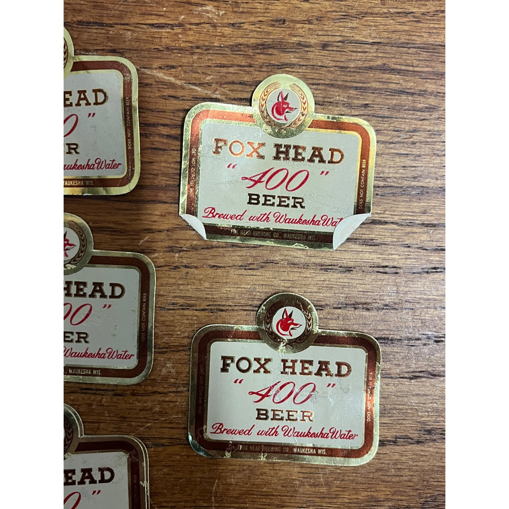 Vintage 1940s Fox Head 400 Beer Bottle Labels Waukesha Wis Mini