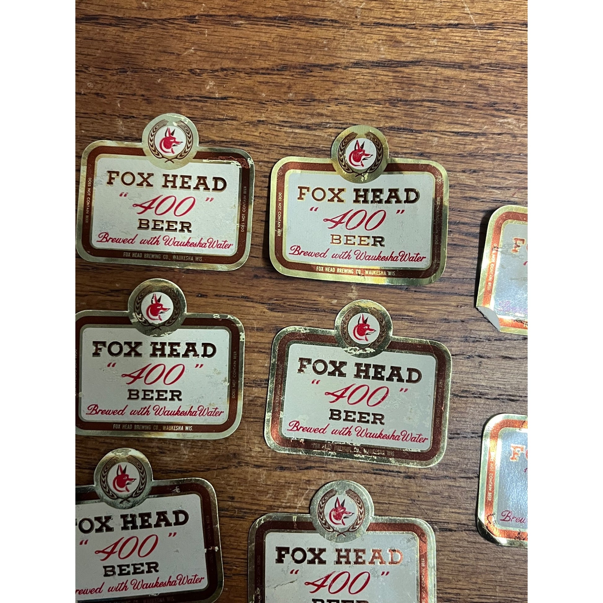 Vintage 1940s Fox Head 400 Beer Bottle Labels Waukesha Wis Mini
